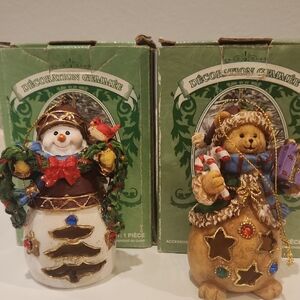 Decoration Gemme Festive Snowman and Bear Holiday Figurines